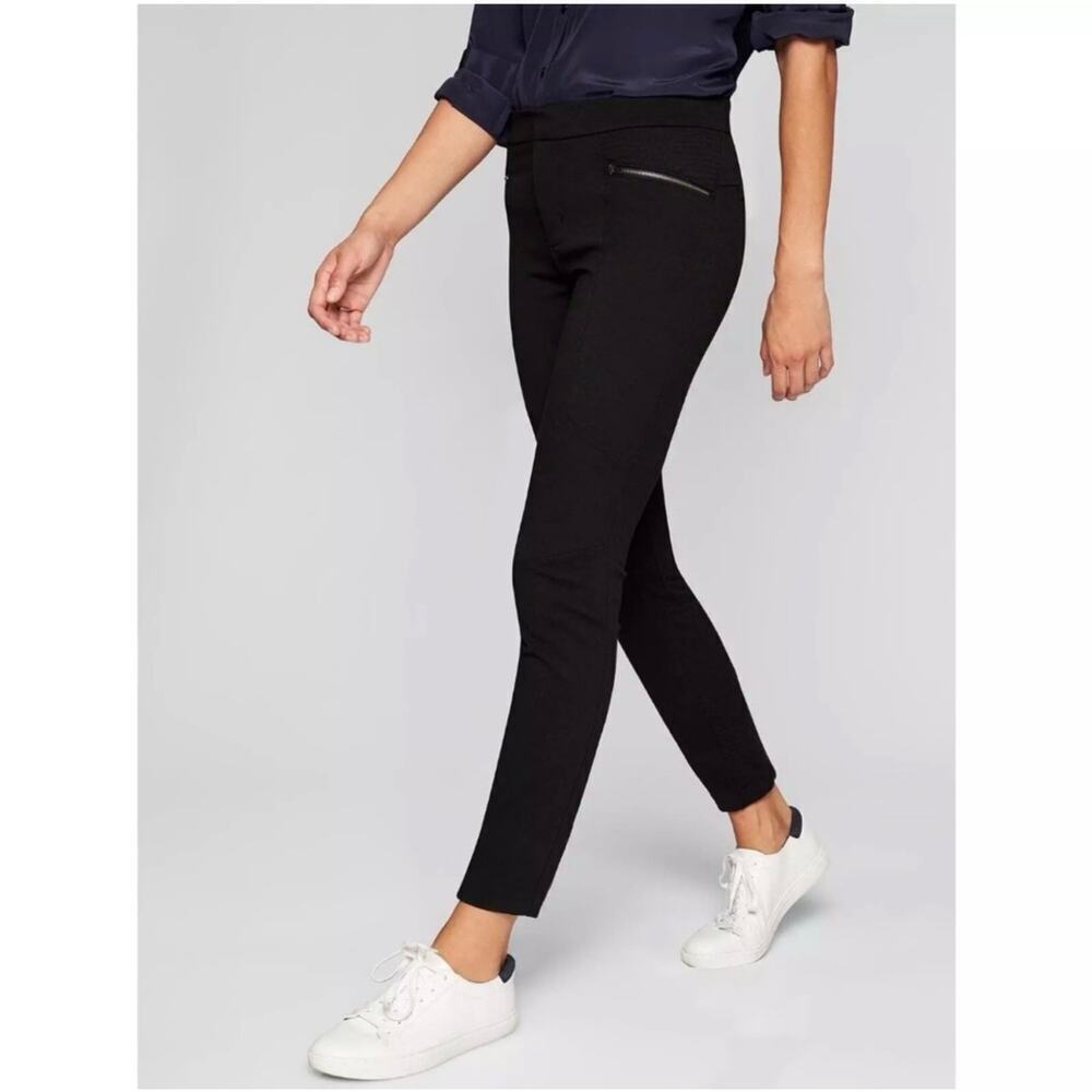 Athleta Ponte Moto Women's Pants Size 4 Black Zipper Midrise Stretch Athleisure